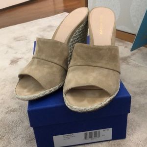 Stuart Weitzman Mojave Suede Slidewalk Wedge Mules